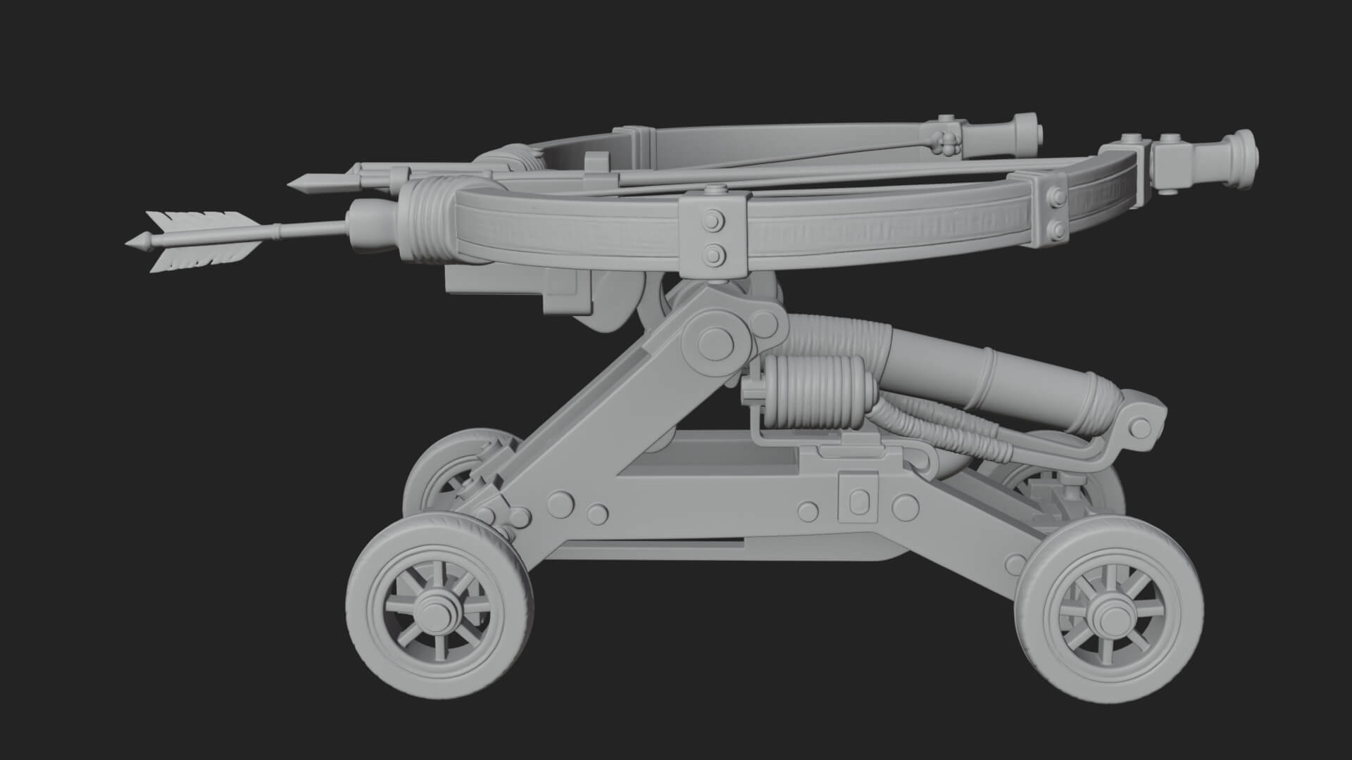 Wheeled Repeating Crossbow Model Design 3 3D Print Model 3D Model