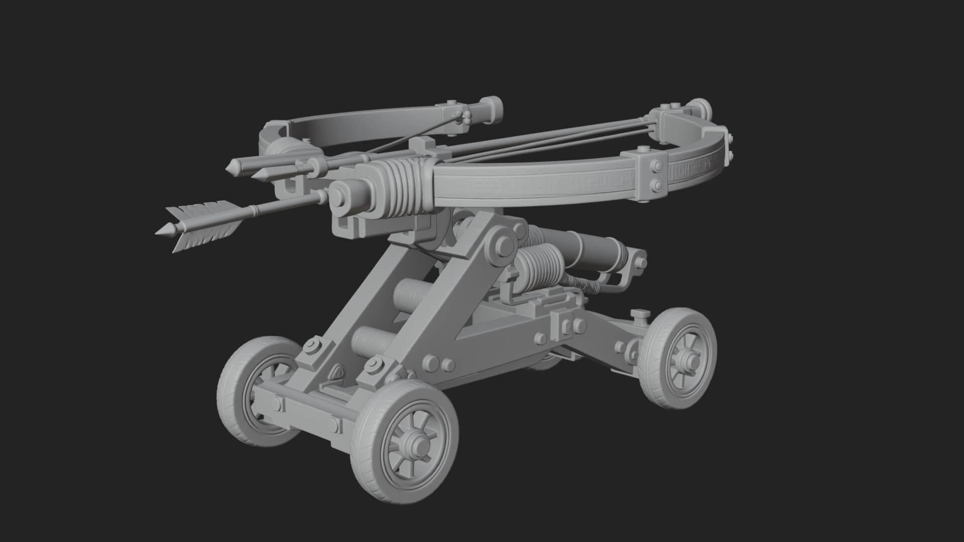 Wheeled Repeating Crossbow Model Design 3 3D Print Model 3D Model
