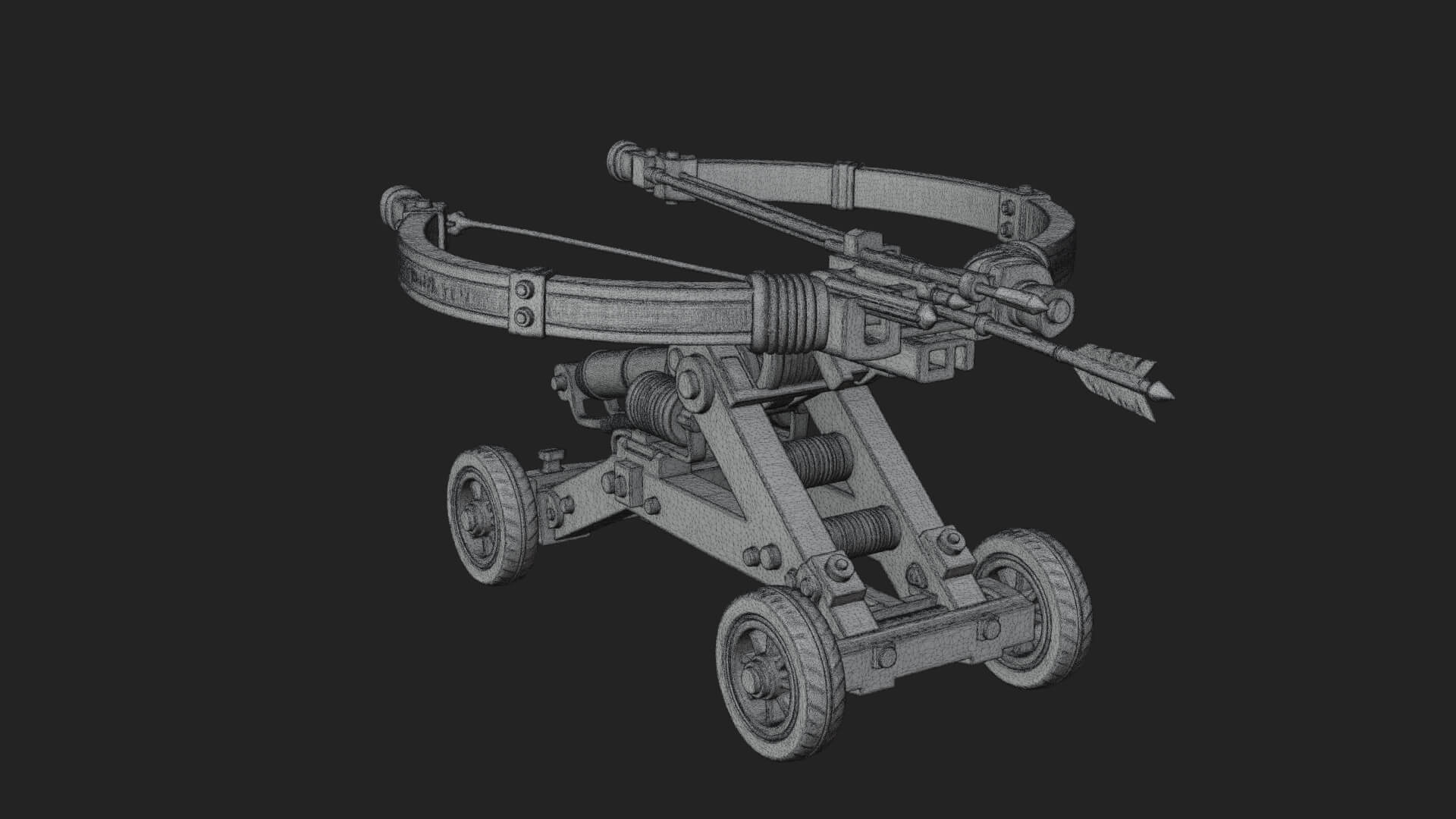 Wheeled Repeating Crossbow Model Design 3 3D Print Model 3D Model