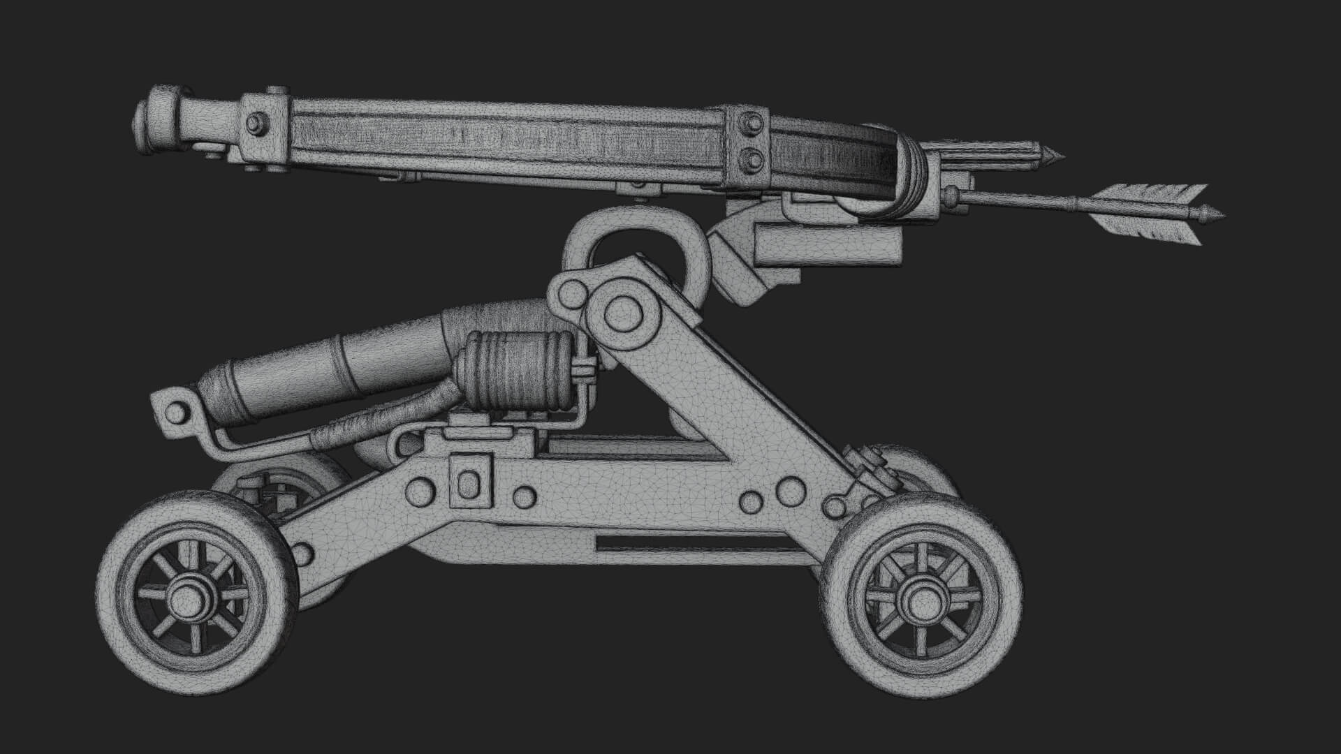Wheeled Repeating Crossbow Model Design 3 3D Print Model 3D Model
