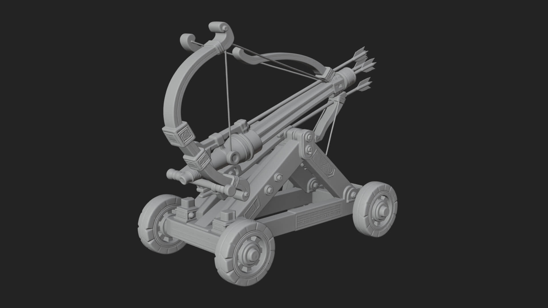 Wheeled Repeating Crossbow Model Design 4 3D Print Model 3D Model
