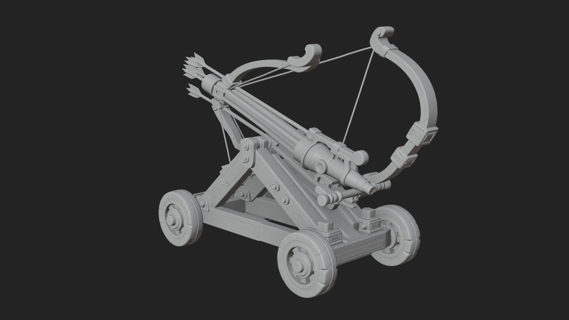 Wheeled Repeating Crossbow Model Design 4 3D Print Model 3D Model