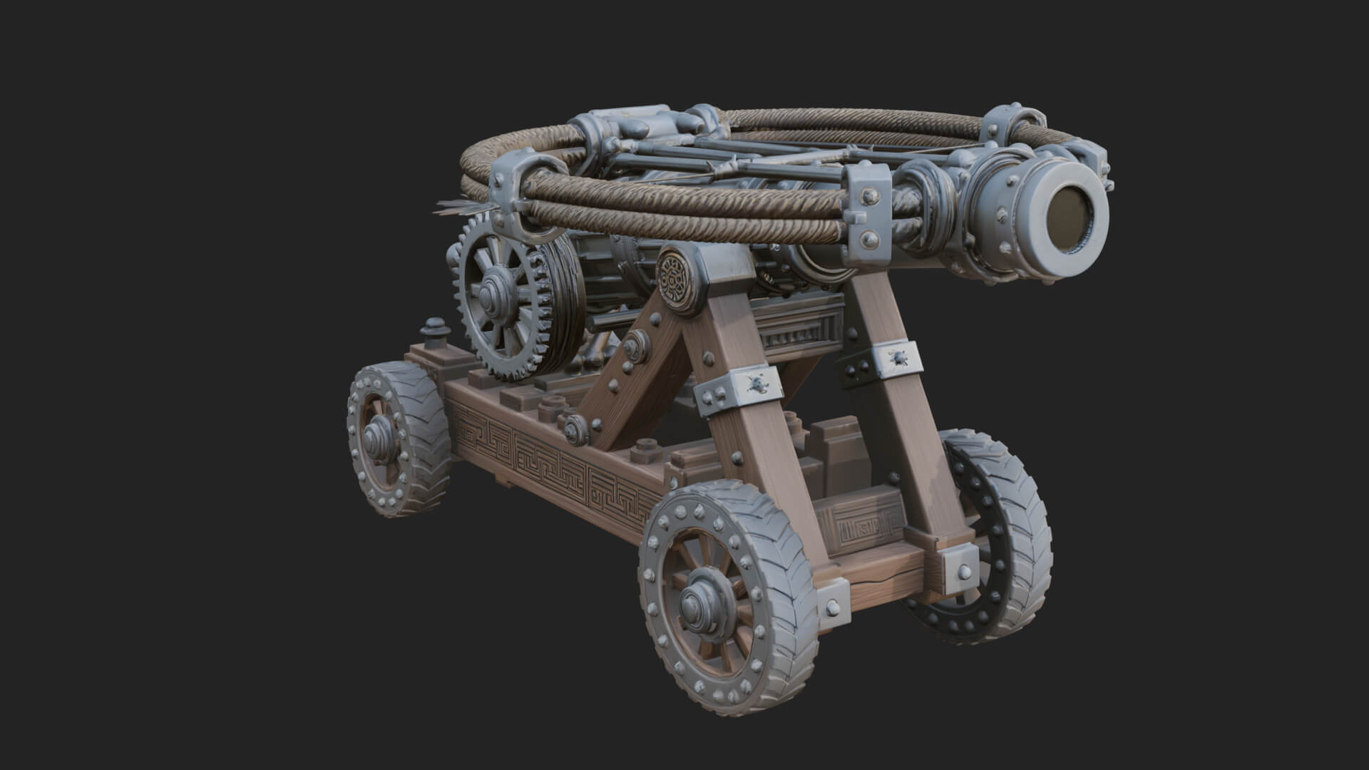 Wheeled Siege Cannon Model Design 1 3D Print Model 3D Model