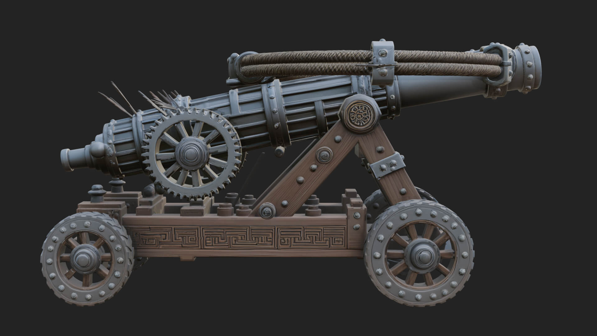 Wheeled Siege Cannon Model Design 1 3D Print Model 3D Model
