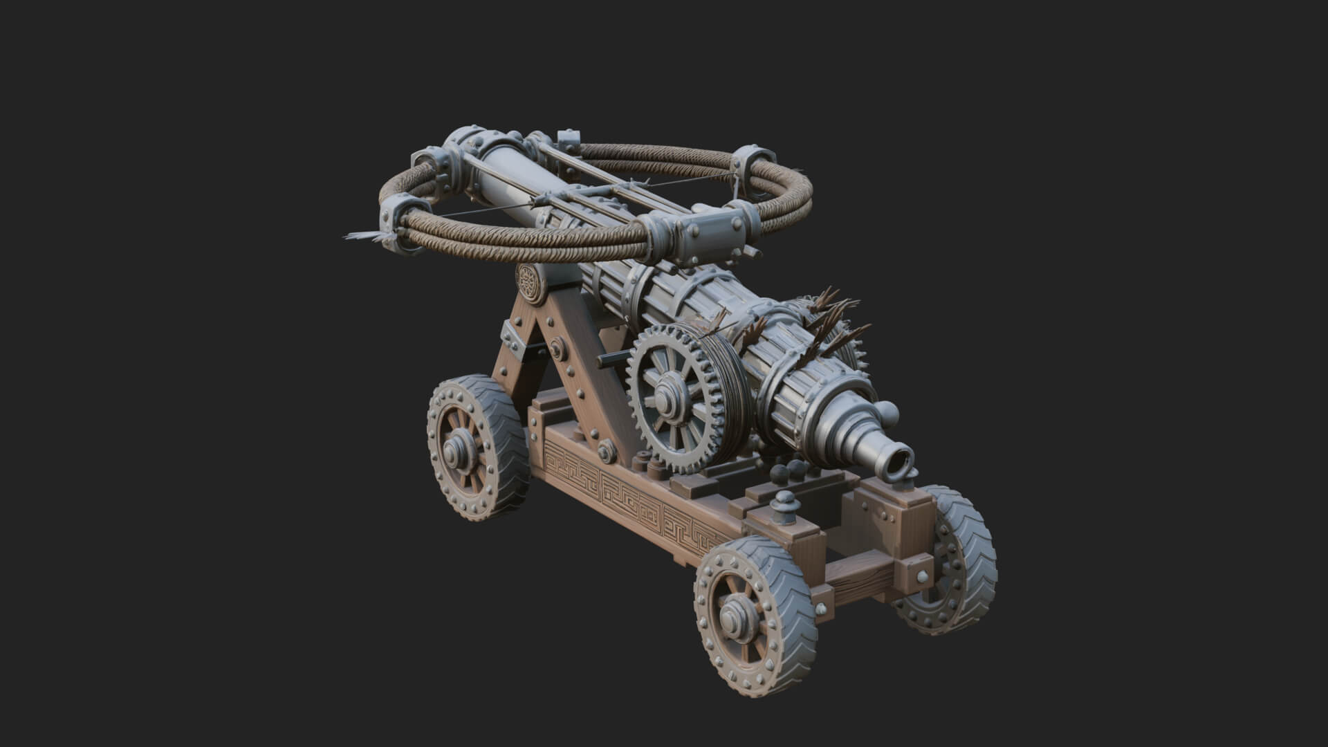 Wheeled Siege Cannon Model Design 1 3D Print Model 3D Model