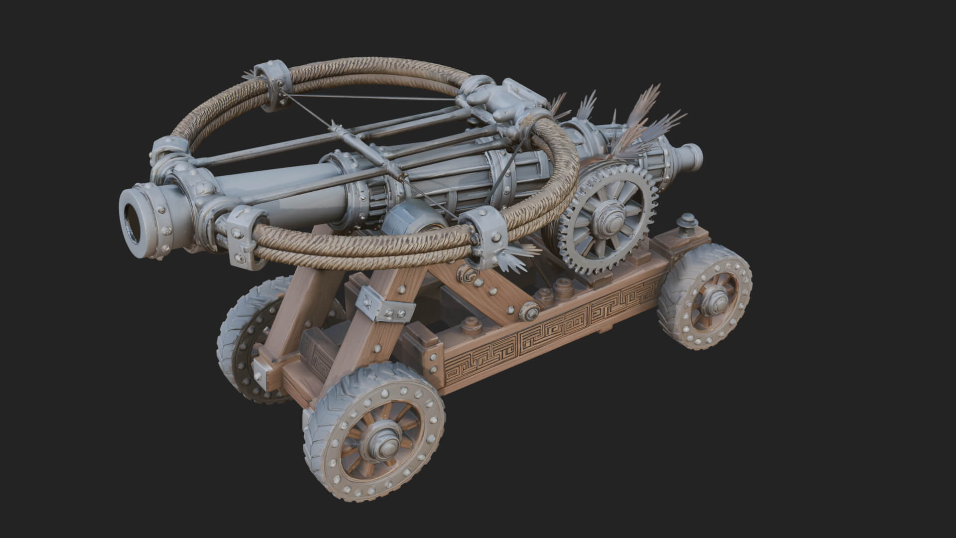 Wheeled Siege Cannon Model Design 1 3D Print Model 3D Model