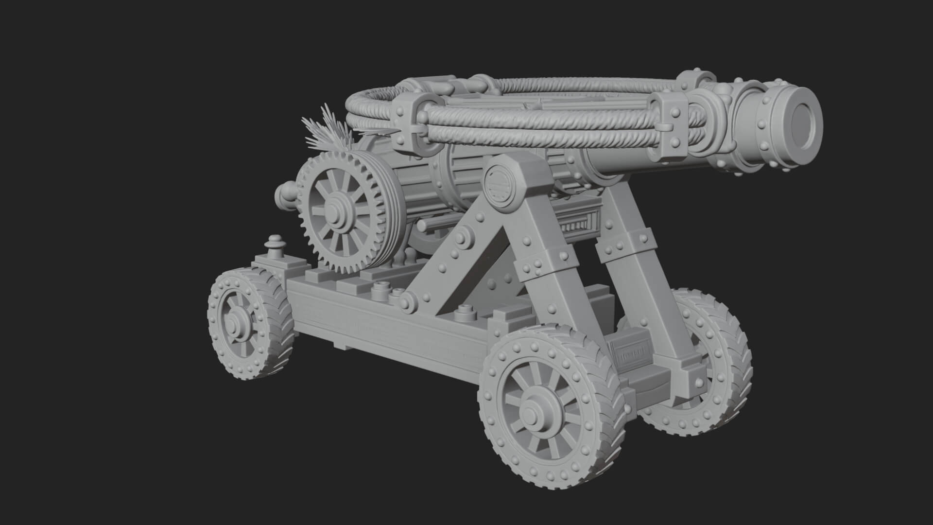 Wheeled Siege Cannon Model Design 1 3D Print Model 3D Model