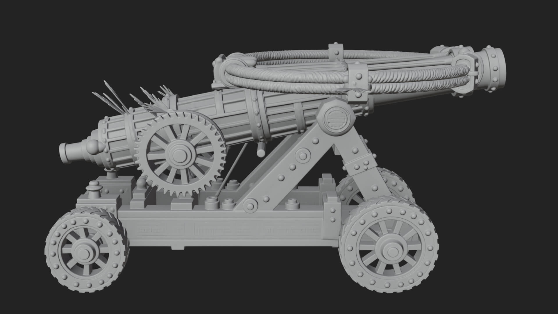 Wheeled Siege Cannon Model Design 1 3D Print Model 3D Model