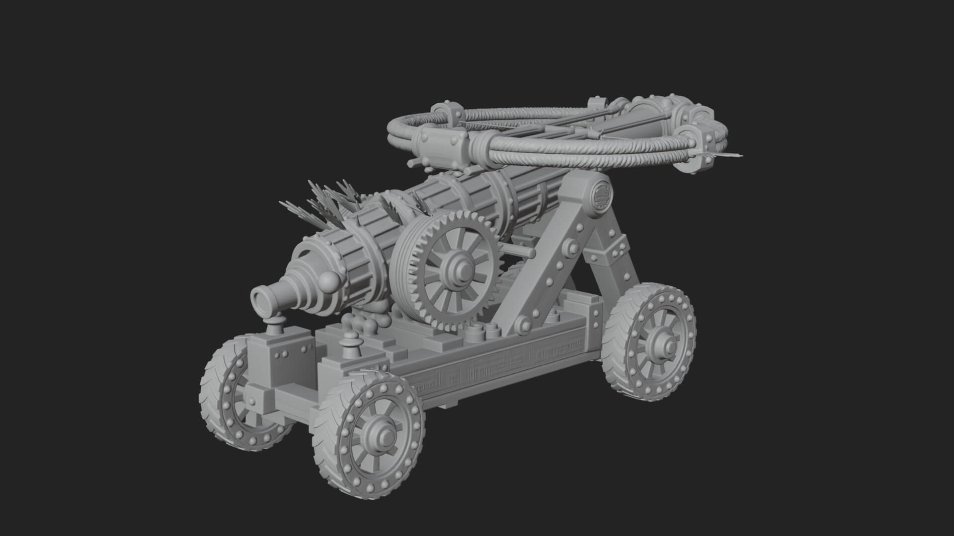 Wheeled Siege Cannon Model Design 1 3D Print Model 3D Model