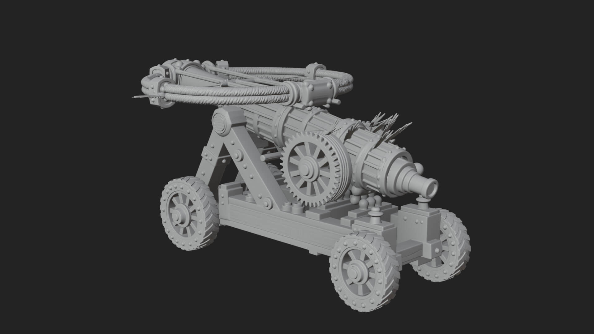 Wheeled Siege Cannon Model Design 1 3D Print Model 3D Model