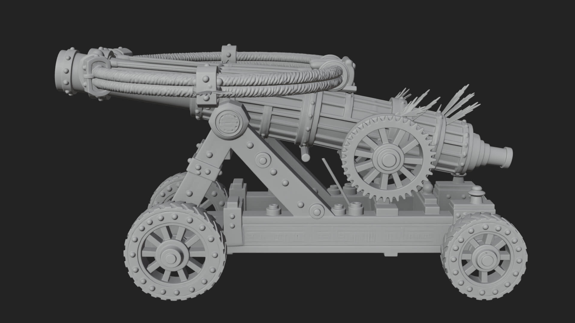 Wheeled Siege Cannon Model Design 1 3D Print Model 3D Model