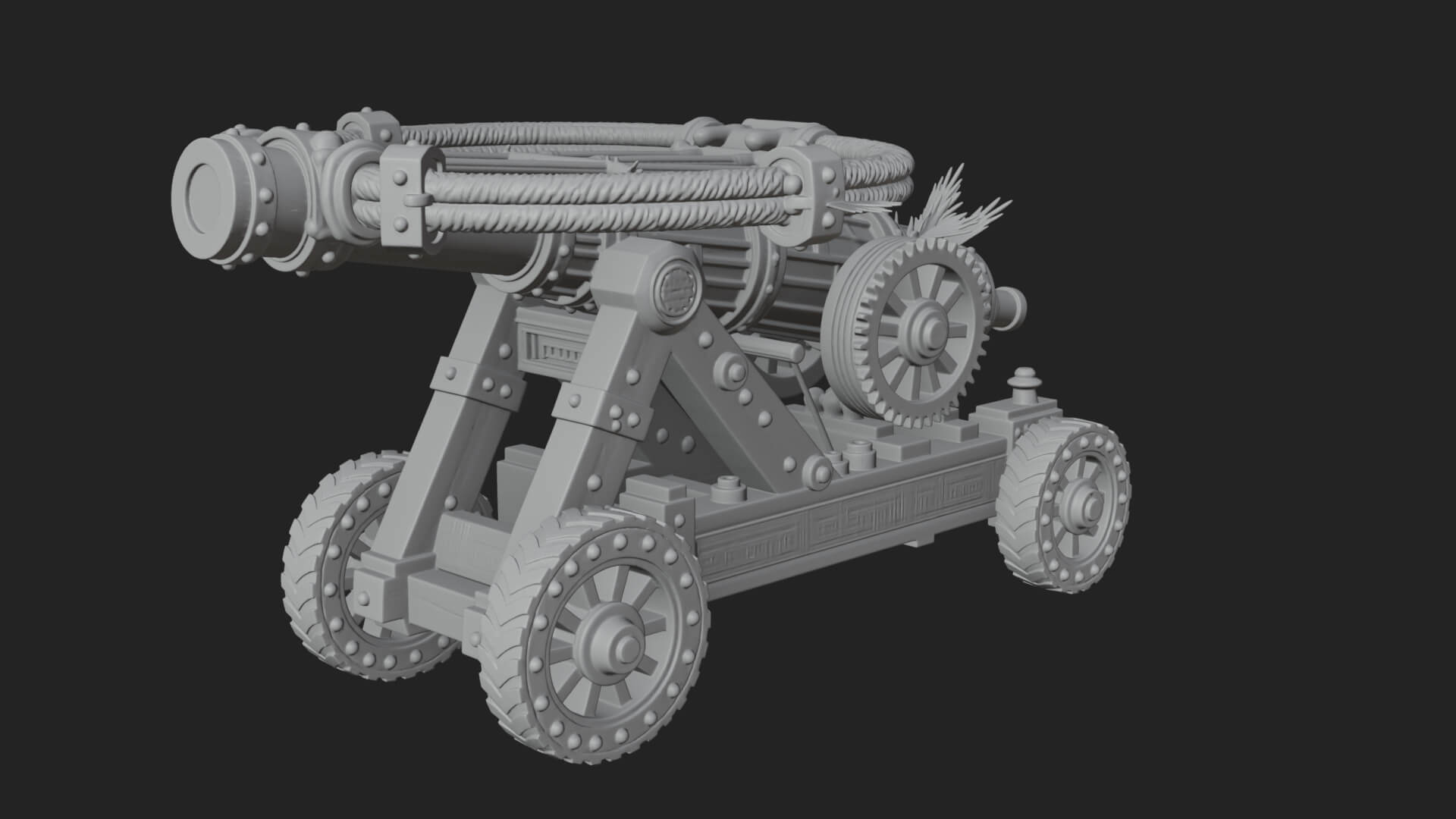 Wheeled Siege Cannon Model Design 1 3D Print Model 3D Model