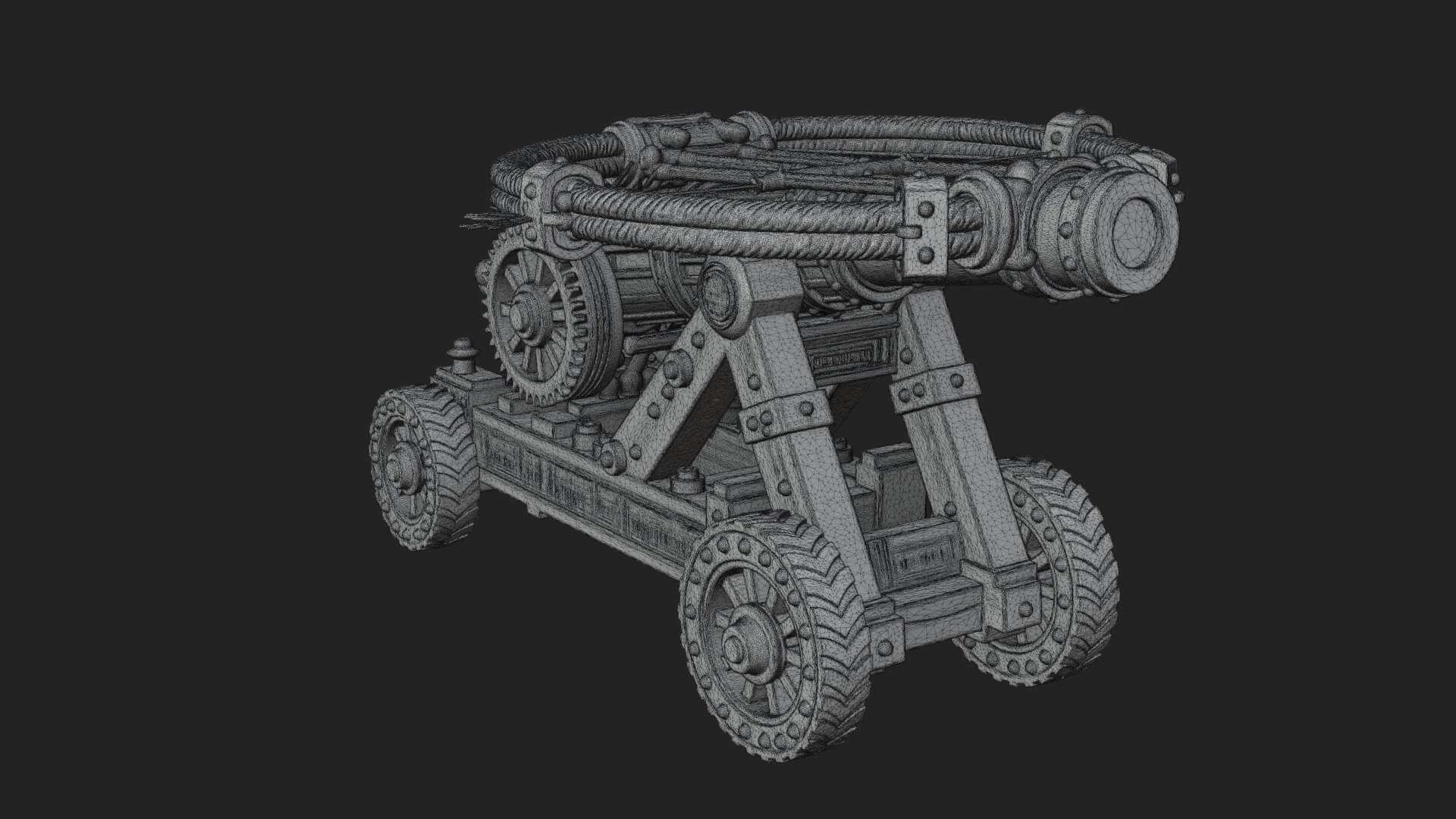 Wheeled Siege Cannon Model Design 1 3D Print Model 3D Model