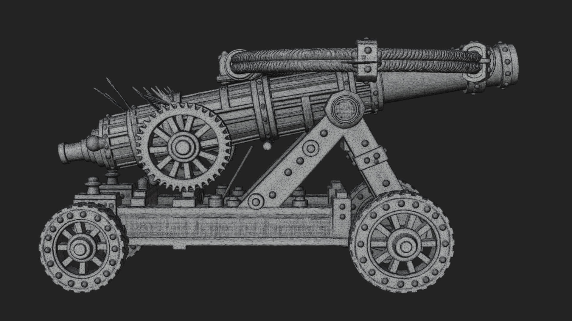 Wheeled Siege Cannon Model Design 1 3D Print Model 3D Model