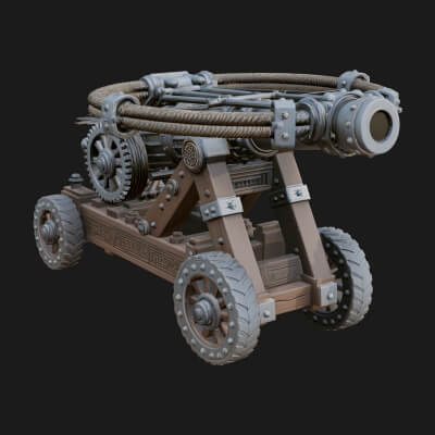Wheeled Siege Cannon Model Design 1 3D Print Model