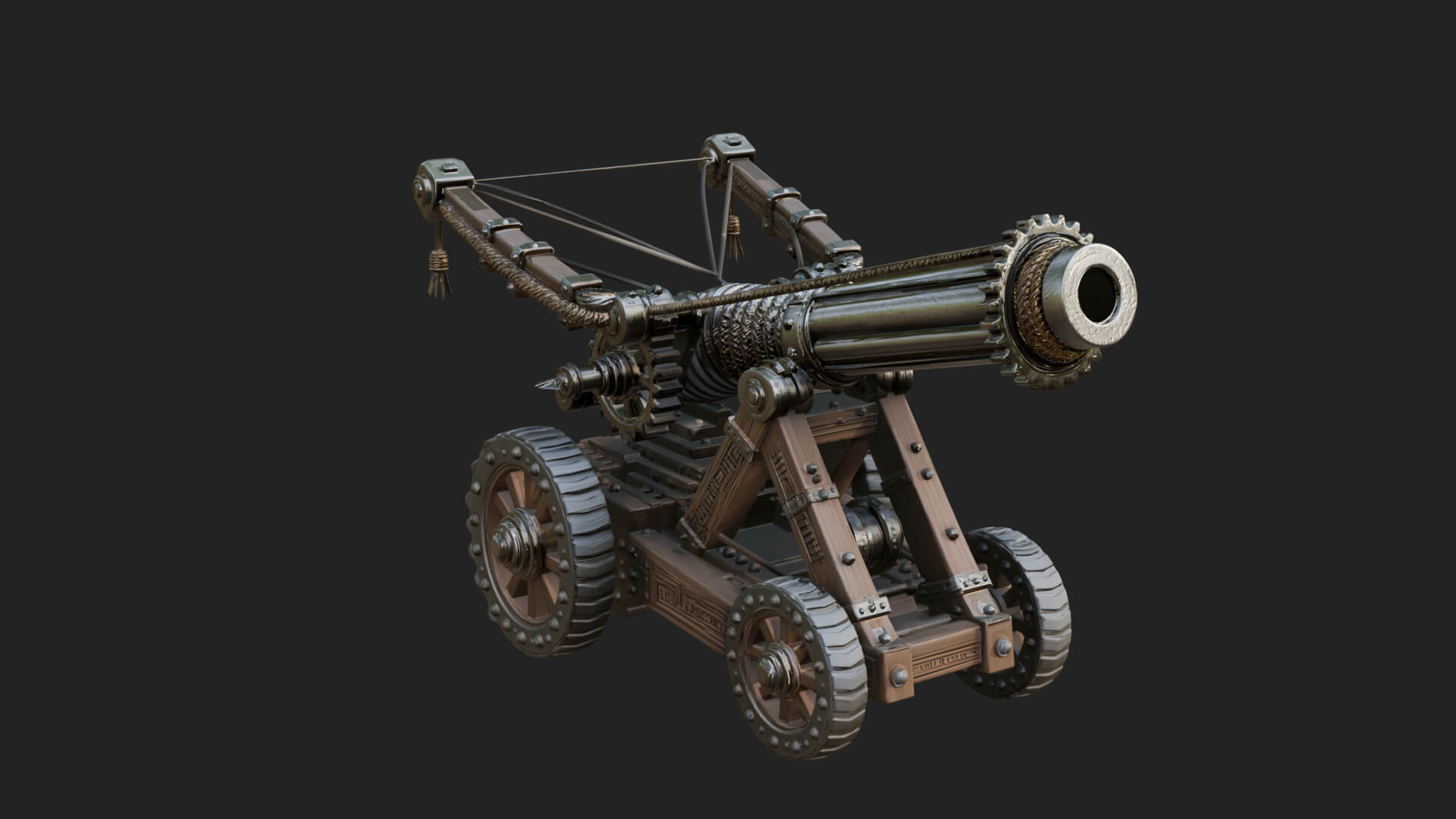 Wheeled Siege Cannon Model Design 2 3D Print Model 3D Model