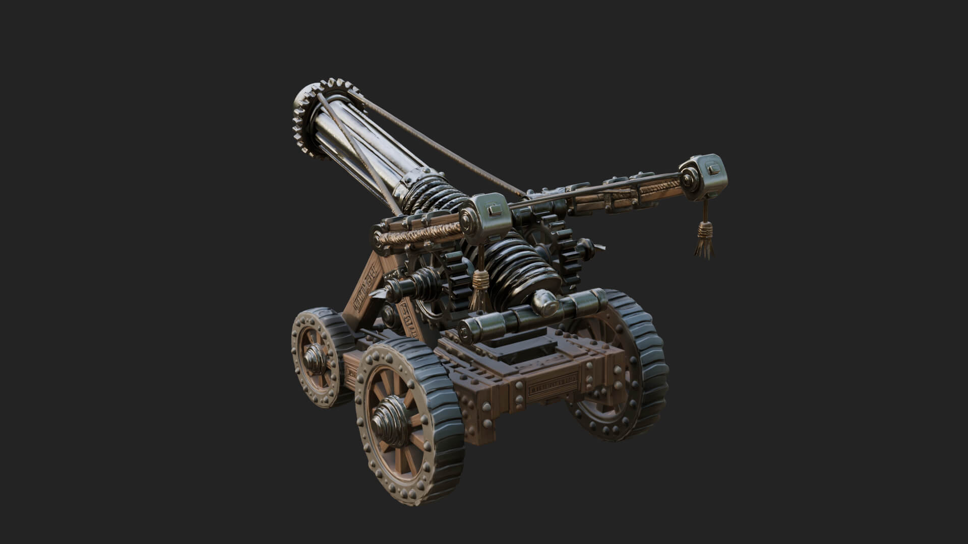 Wheeled Siege Cannon Model Design 2 3D Print Model 3D Model