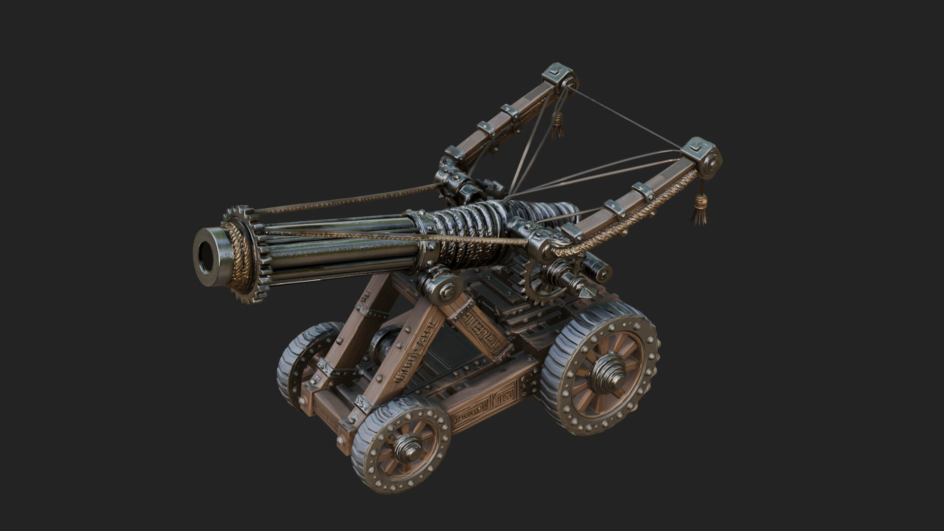 Wheeled Siege Cannon Model Design 2 3D Print Model 3D Model