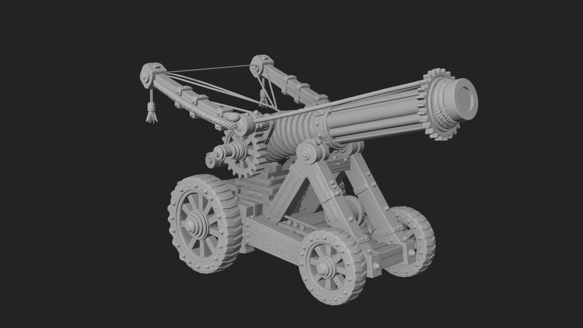 Wheeled Siege Cannon Model Design 2 3D Print Model 3D Model