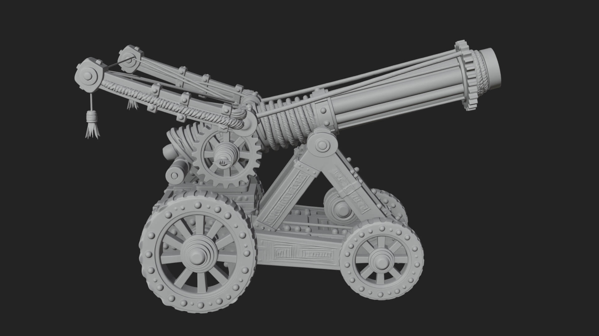 Wheeled Siege Cannon Model Design 2 3D Print Model 3D Model