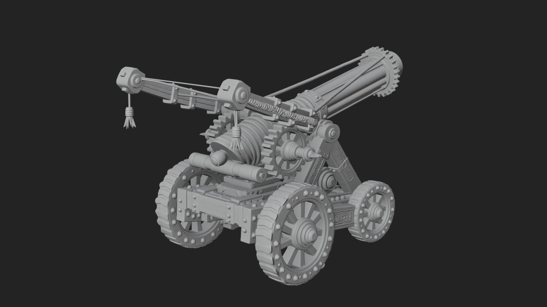 Wheeled Siege Cannon Model Design 2 3D Print Model 3D Model