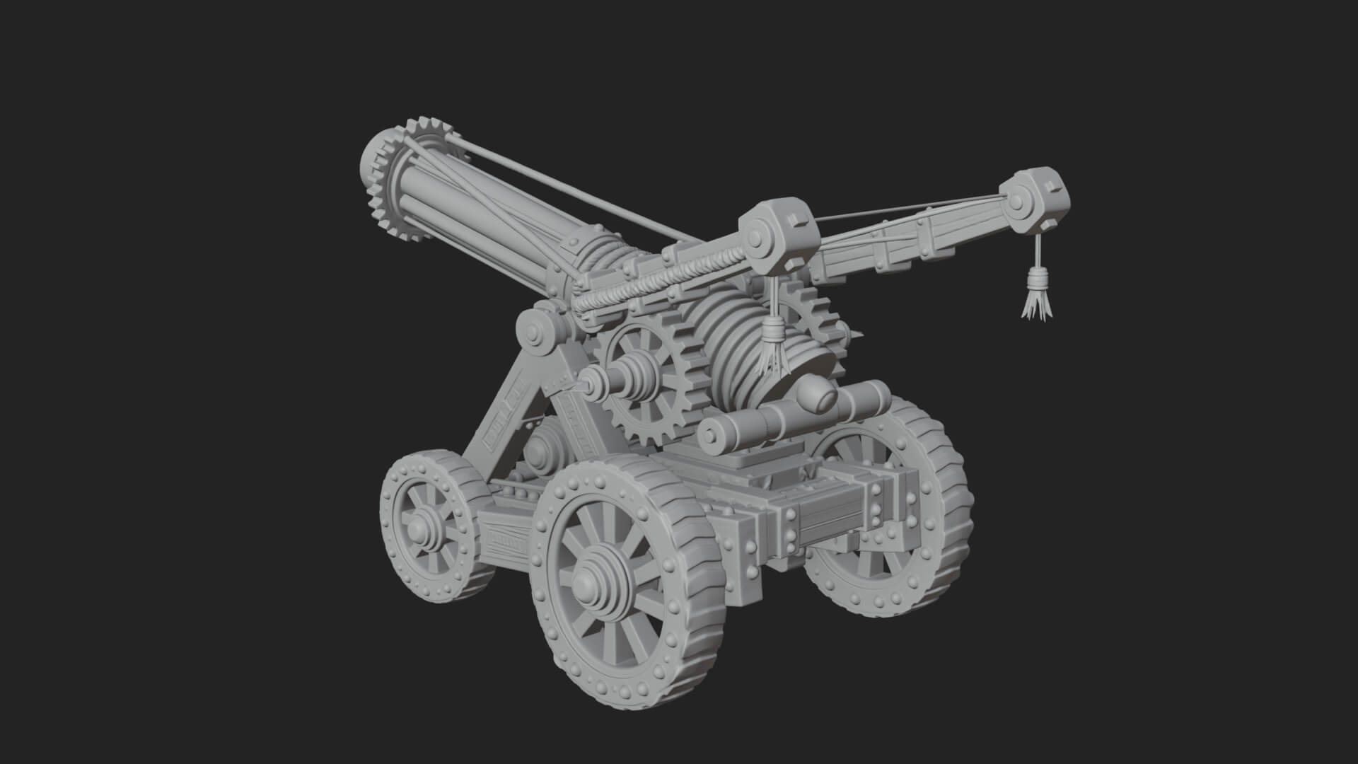 Wheeled Siege Cannon Model Design 2 3D Print Model 3D Model