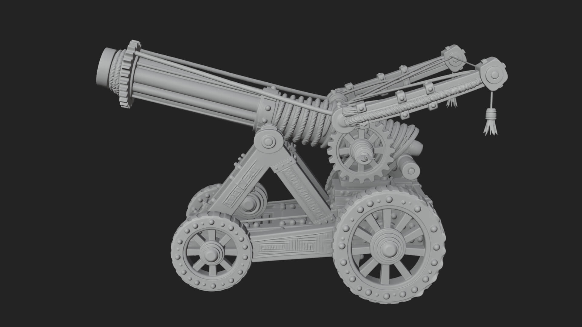 Wheeled Siege Cannon Model Design 2 3D Print Model 3D Model