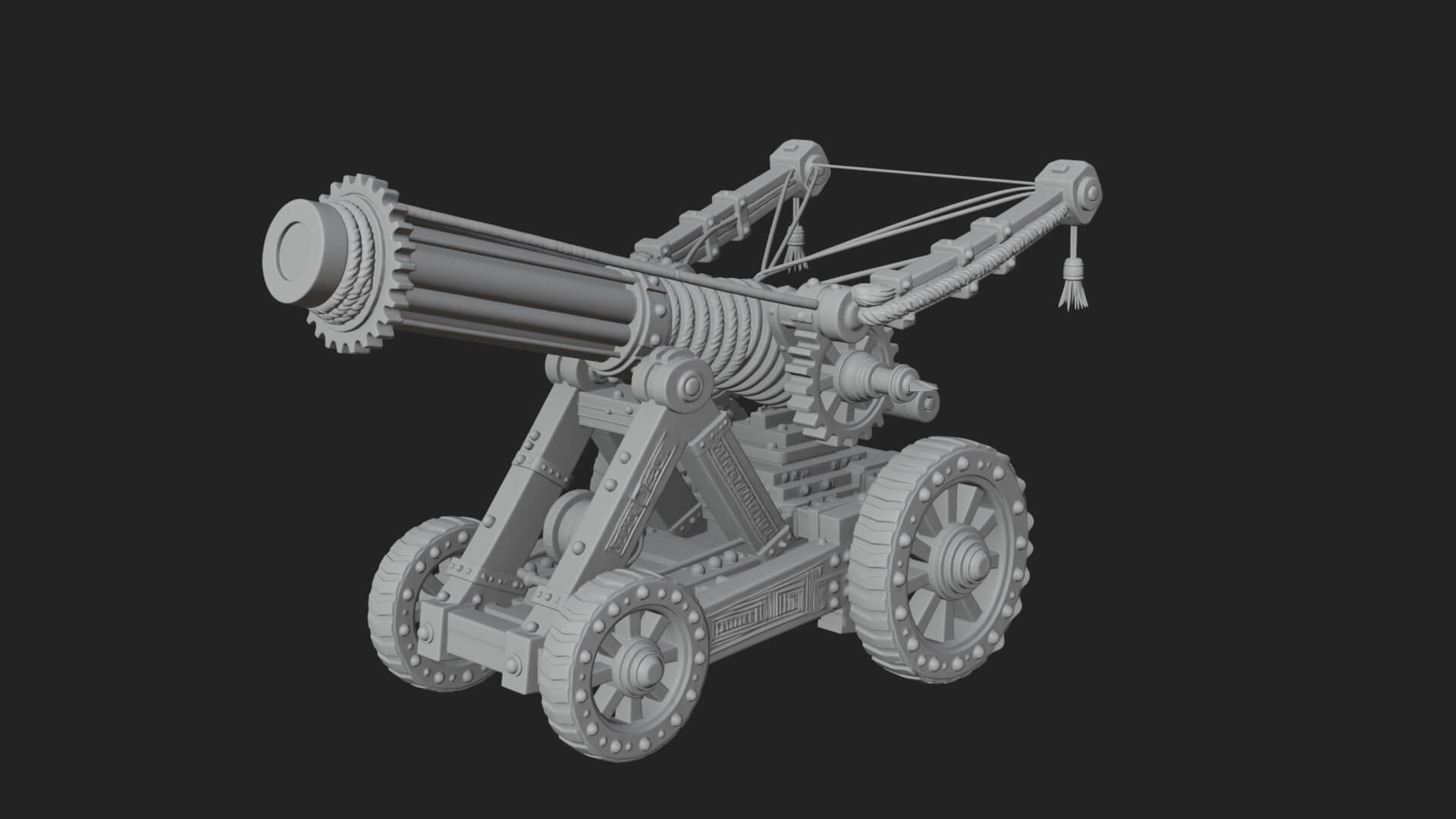 Wheeled Siege Cannon Model Design 2 3D Print Model 3D Model