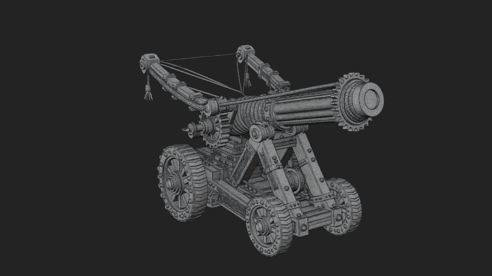Wheeled Siege Cannon Model Design 2 3D Print Model 3D Model