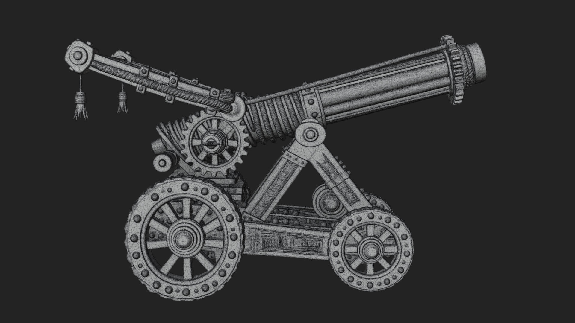 Wheeled Siege Cannon Model Design 2 3D Print Model 3D Model