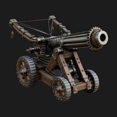Wheeled Siege Cannon Model Design 2 3D Print Model