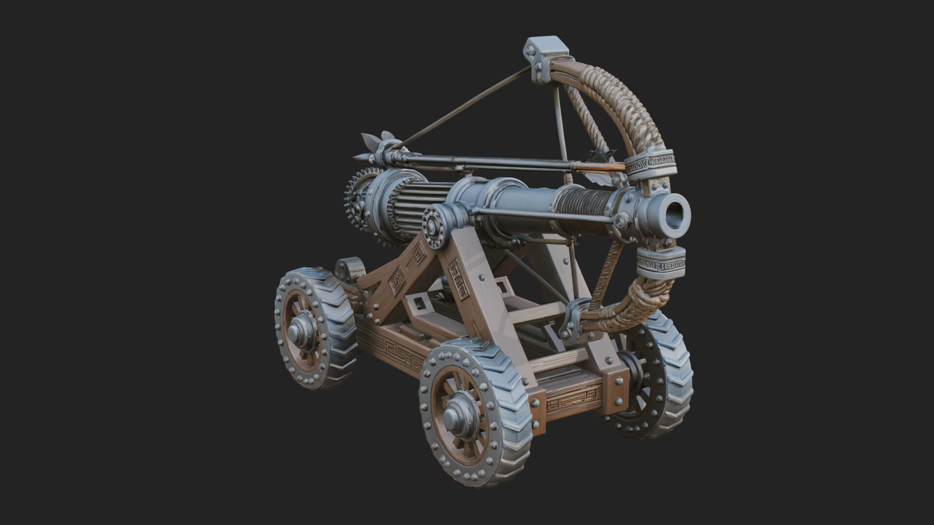 Wheeled Siege Cannon Model Design 3 3D Print Model 3D Model