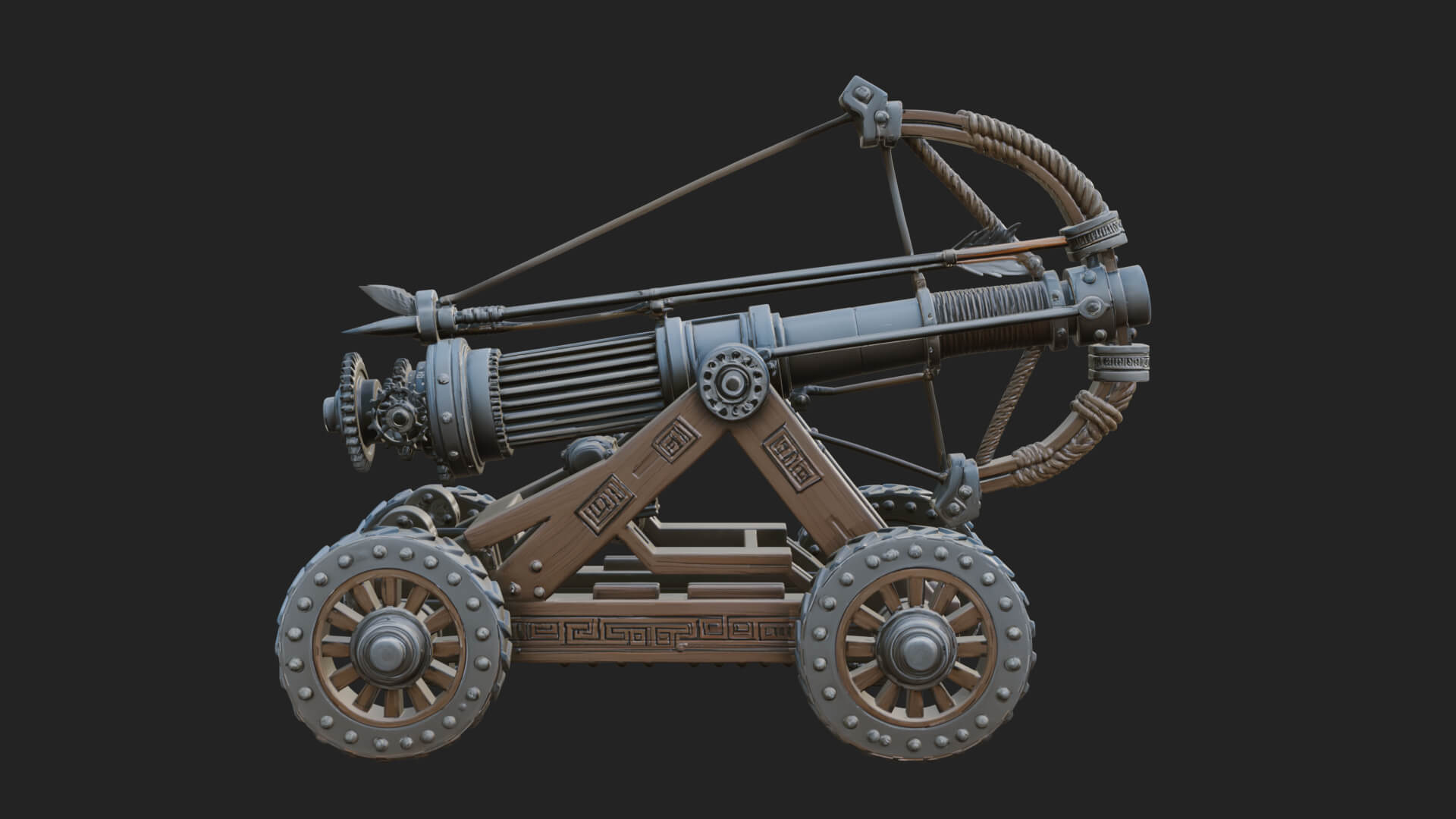 Wheeled Siege Cannon Model Design 3 3D Print Model 3D Model