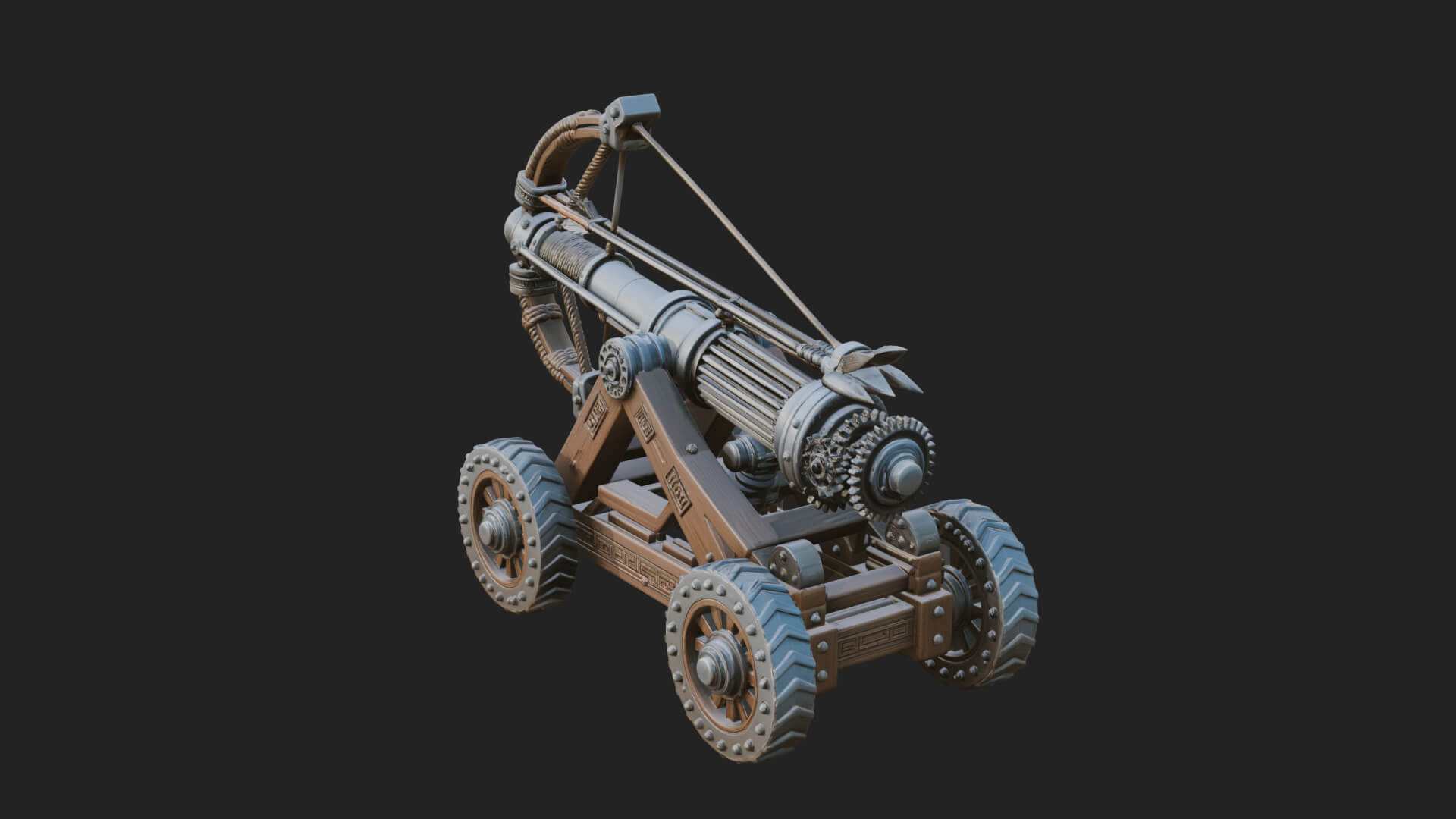 Wheeled Siege Cannon Model Design 3 3D Print Model 3D Model