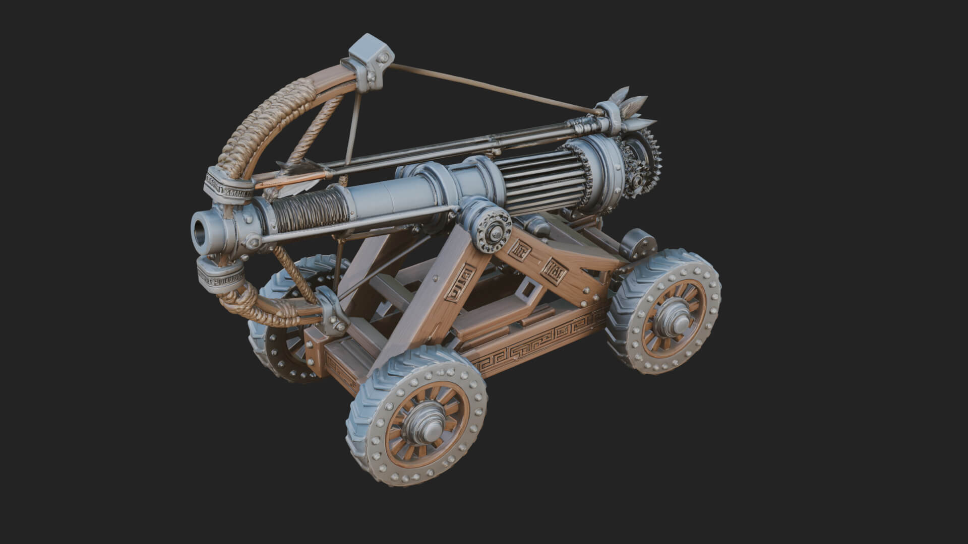 Wheeled Siege Cannon Model Design 3 3D Print Model 3D Model