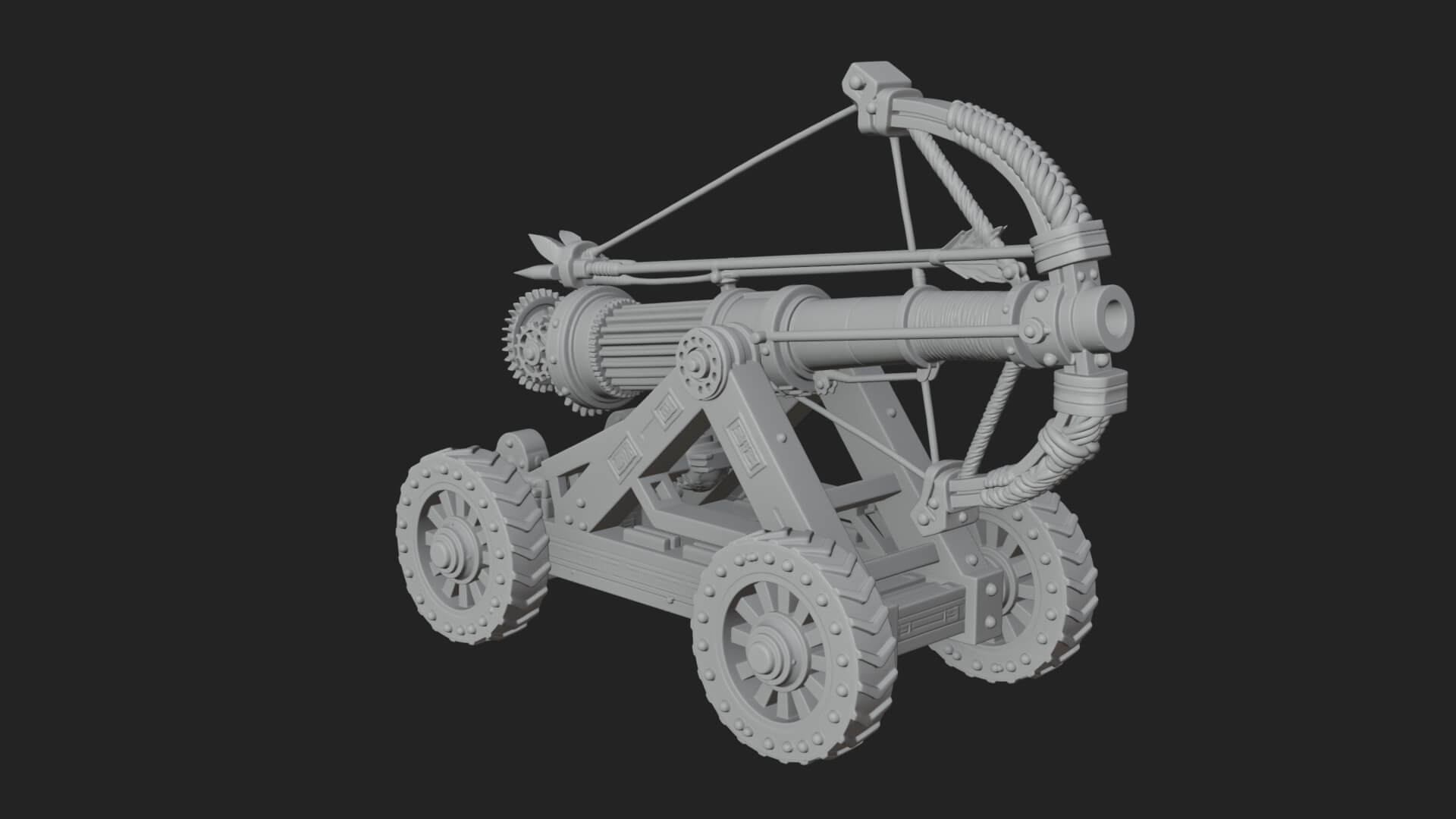 Wheeled Siege Cannon Model Design 3 3D Print Model 3D Model