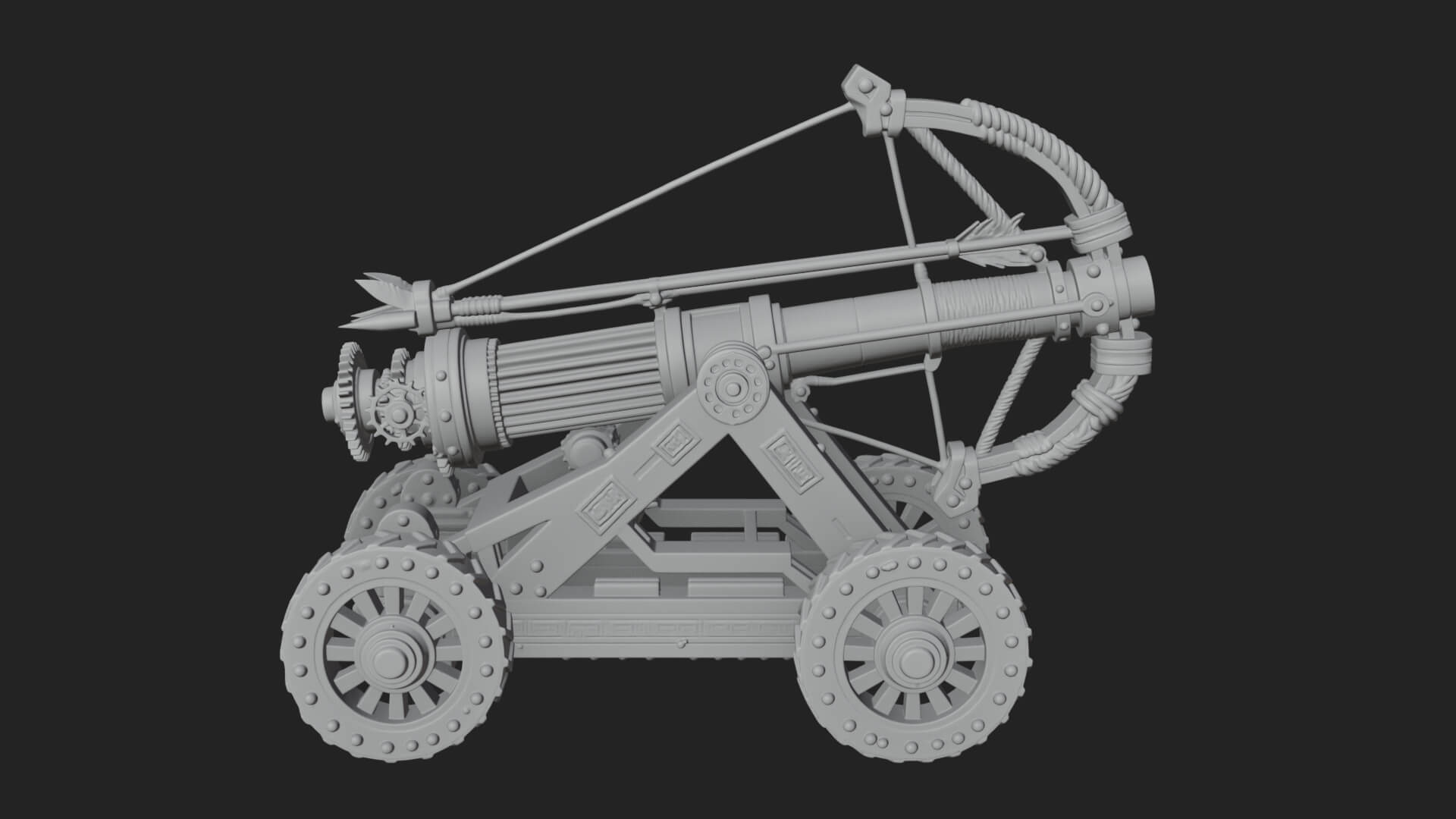 Wheeled Siege Cannon Model Design 3 3D Print Model 3D Model