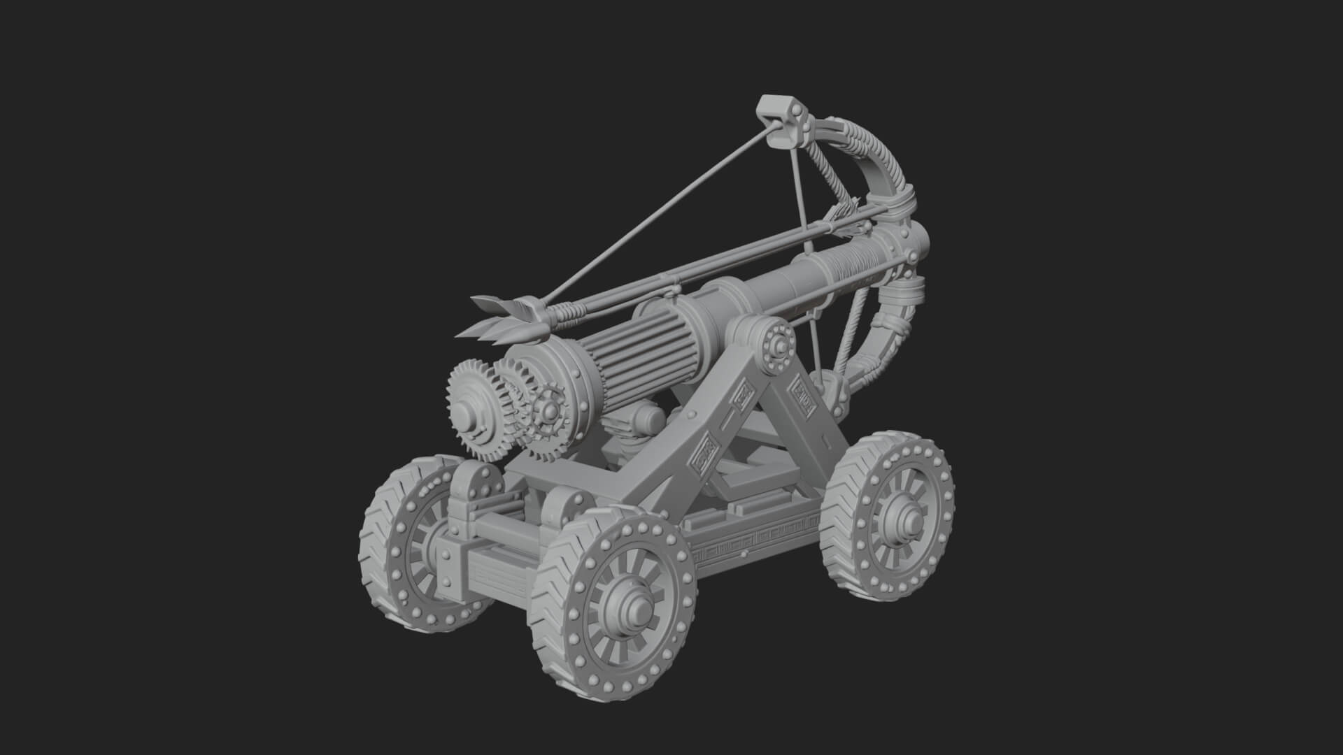 Wheeled Siege Cannon Model Design 3 3D Print Model 3D Model