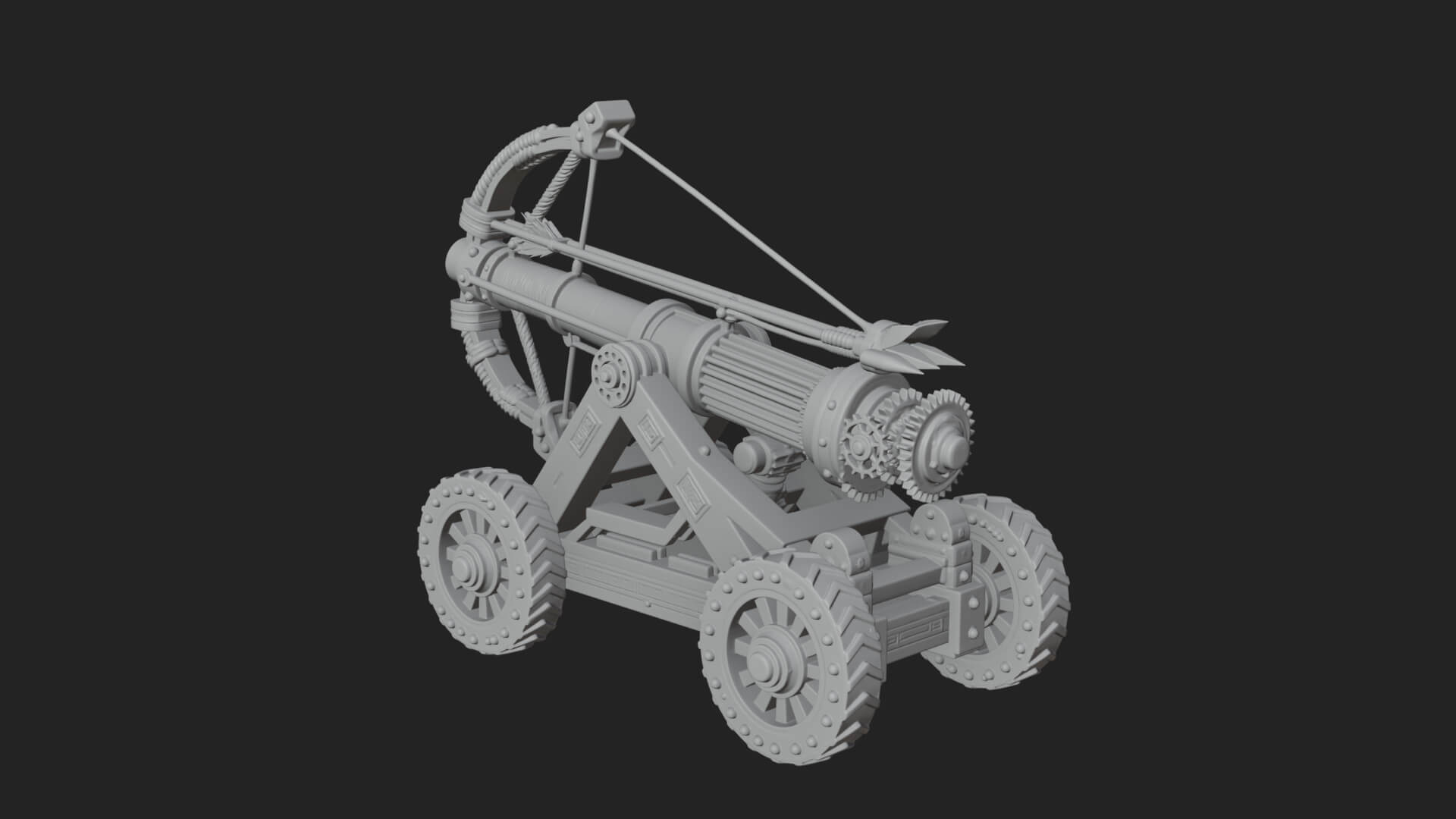 Wheeled Siege Cannon Model Design 3 3D Print Model 3D Model
