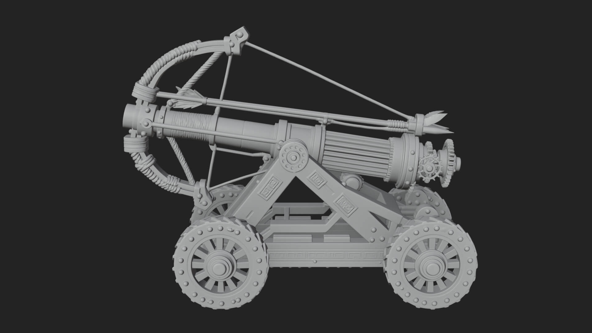 Wheeled Siege Cannon Model Design 3 3D Print Model 3D Model
