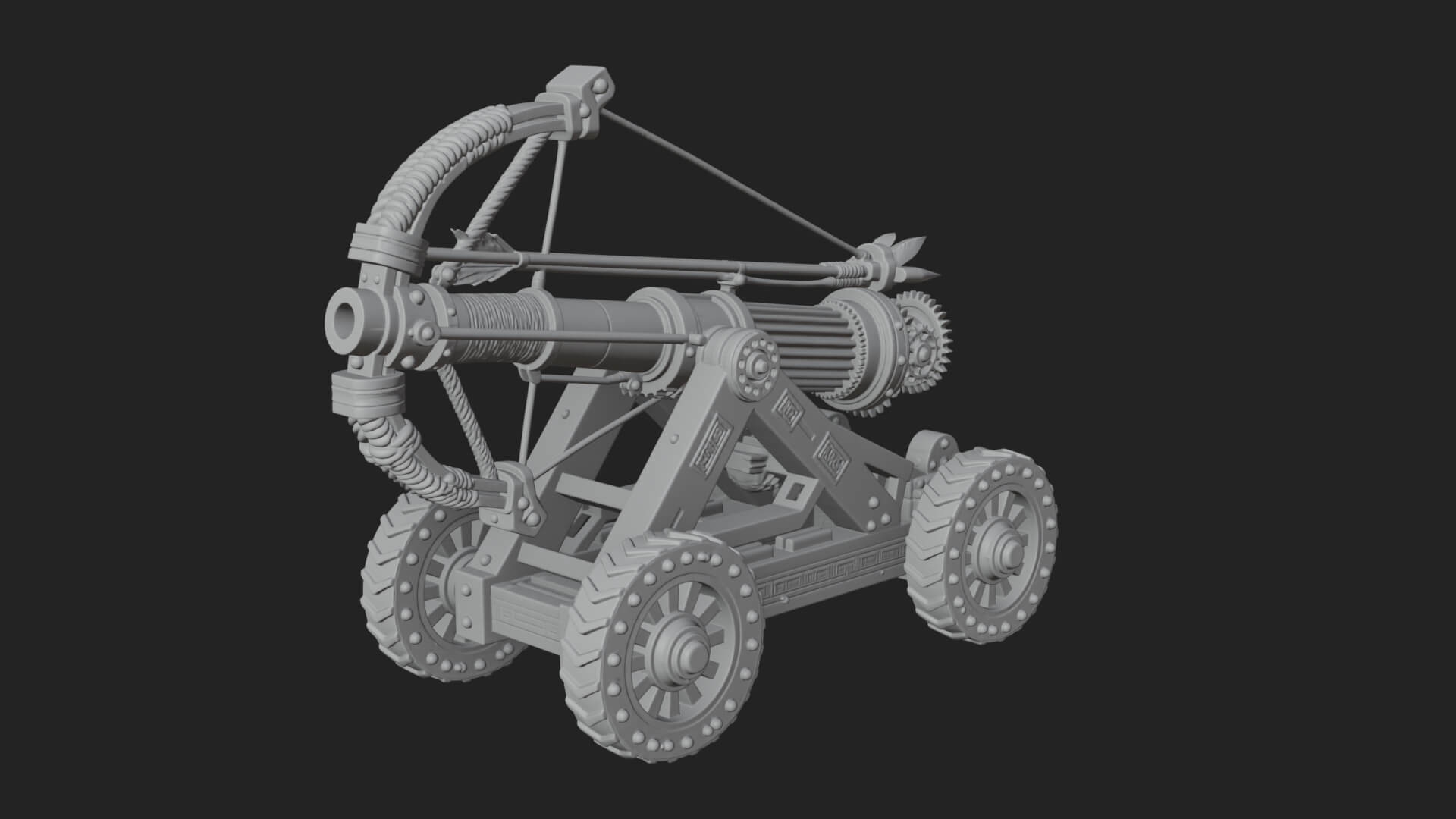 Wheeled Siege Cannon Model Design 3 3D Print Model 3D Model