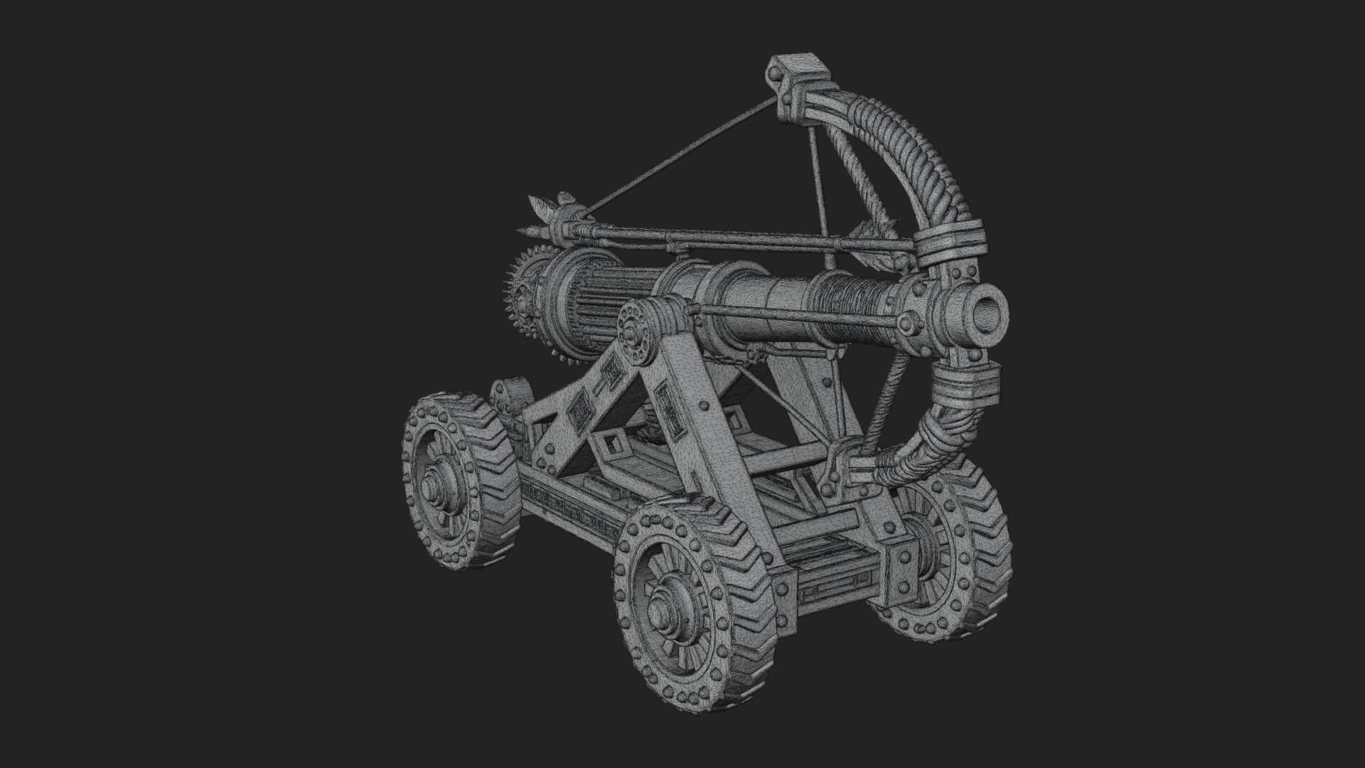 Wheeled Siege Cannon Model Design 3 3D Print Model 3D Model