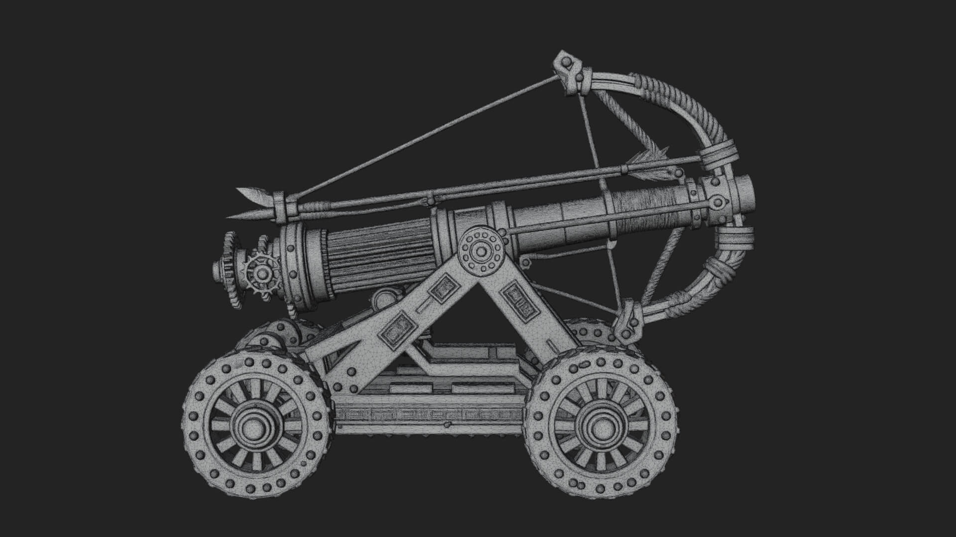 Wheeled Siege Cannon Model Design 3 3D Print Model 3D Model