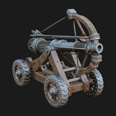 Wheeled Siege Cannon Model Design 3 3D Print Model