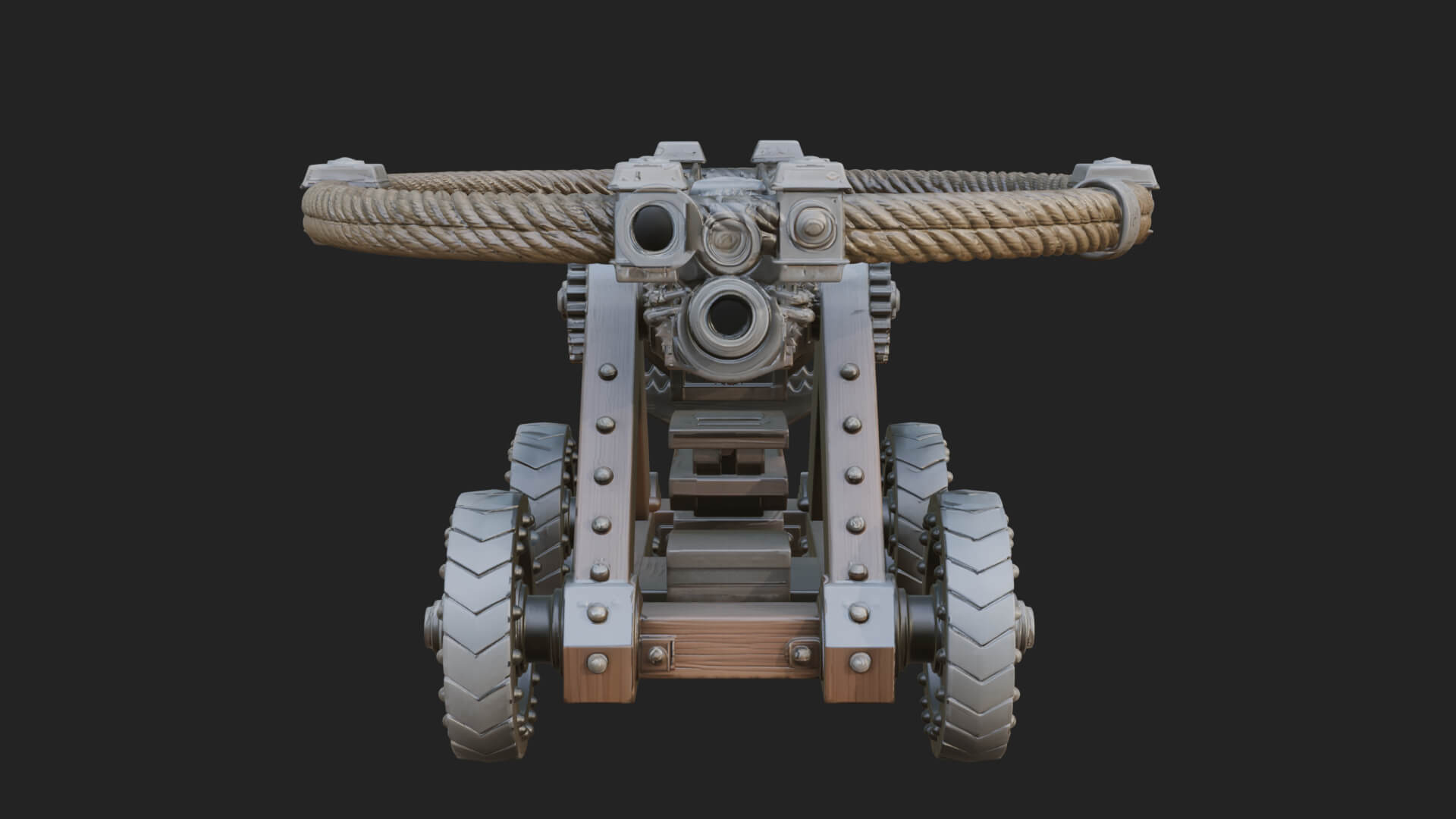 Wheeled Siege Cannon Model Design 4 3D Print Model 3D Model
