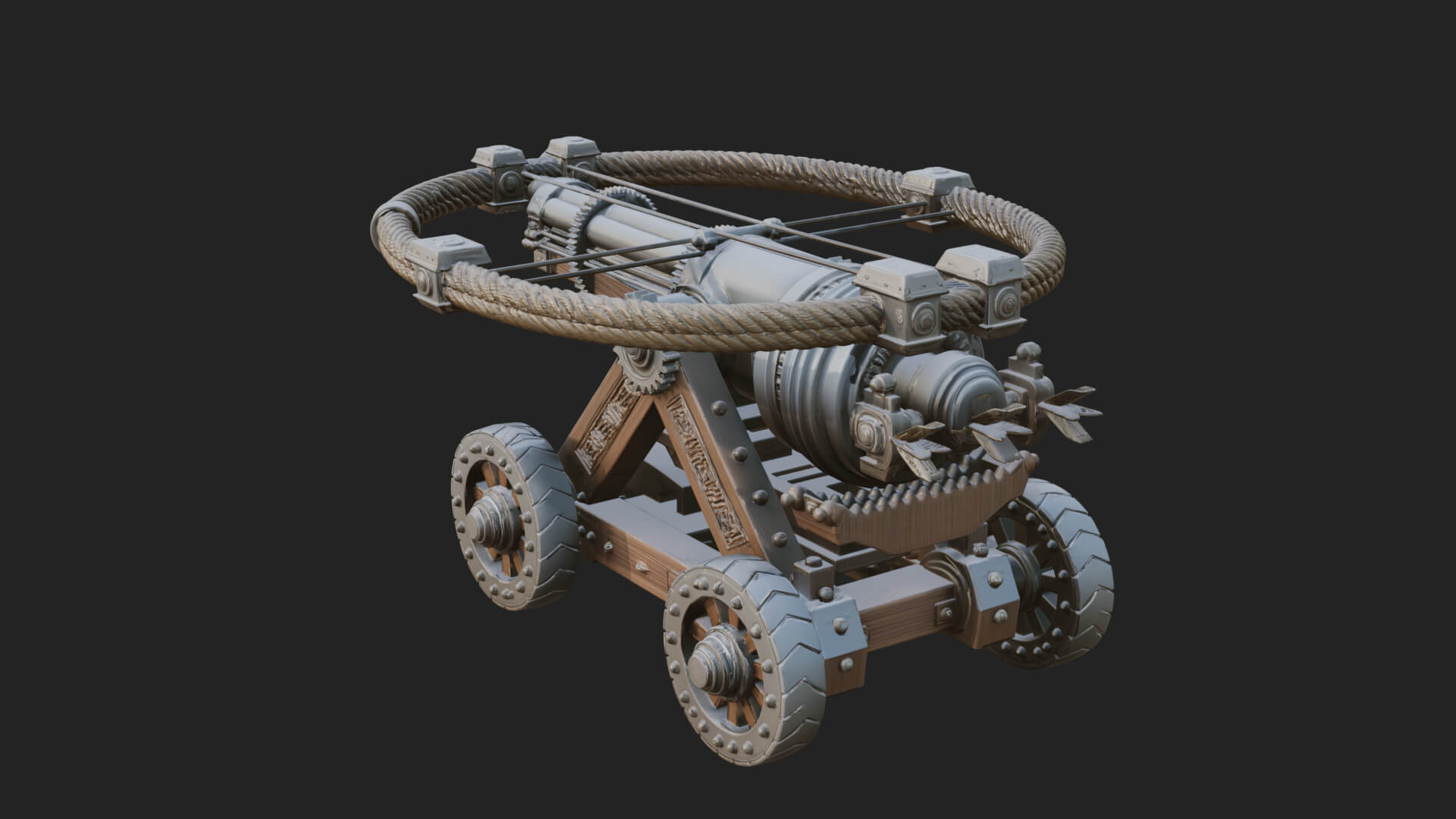 Wheeled Siege Cannon Model Design 4 3D Print Model 3D Model