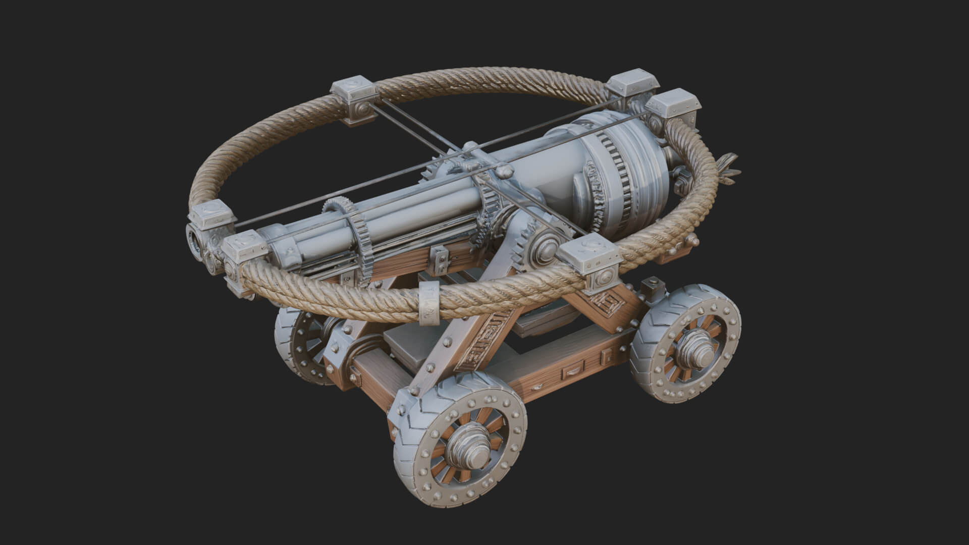 Wheeled Siege Cannon Model Design 4 3D Print Model 3D Model