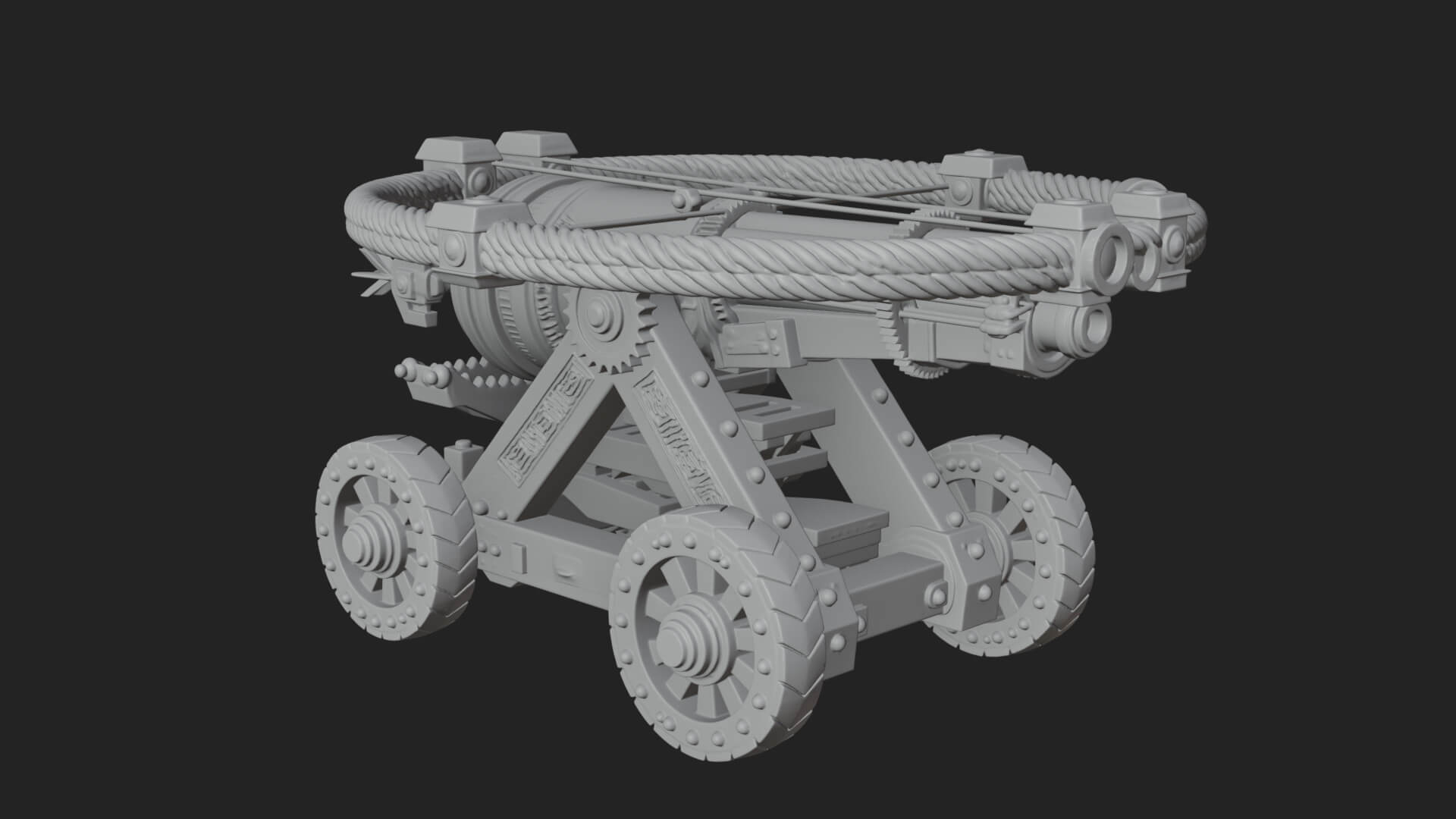 Wheeled Siege Cannon Model Design 4 3D Print Model 3D Model