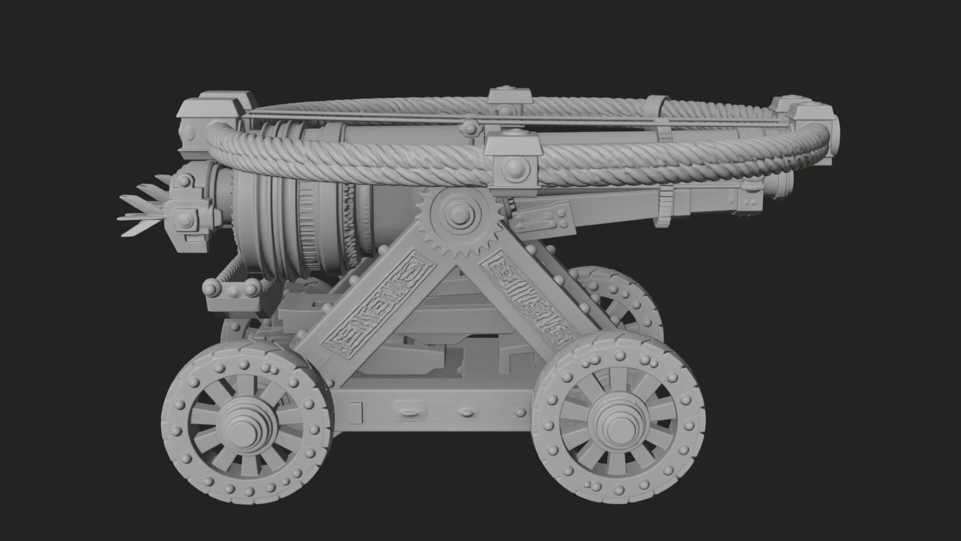 Wheeled Siege Cannon Model Design 4 3D Print Model 3D Model
