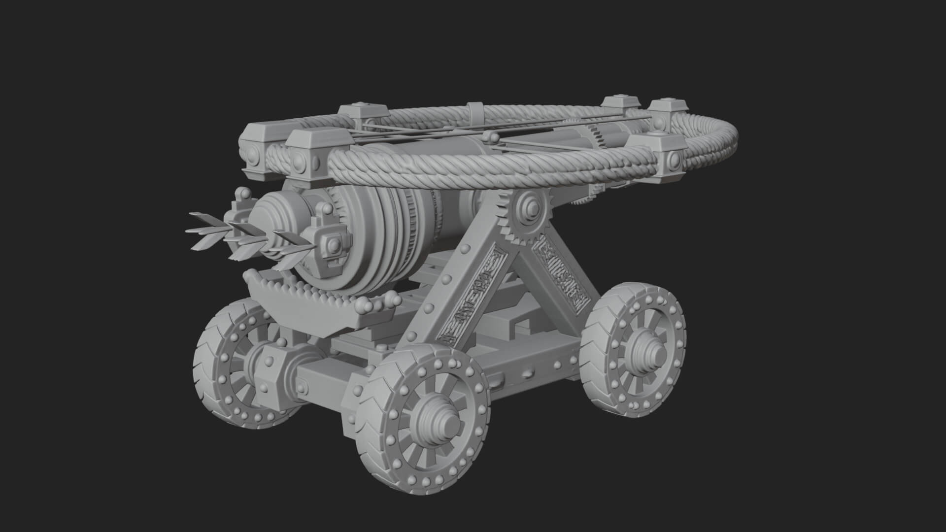 Wheeled Siege Cannon Model Design 4 3D Print Model 3D Model